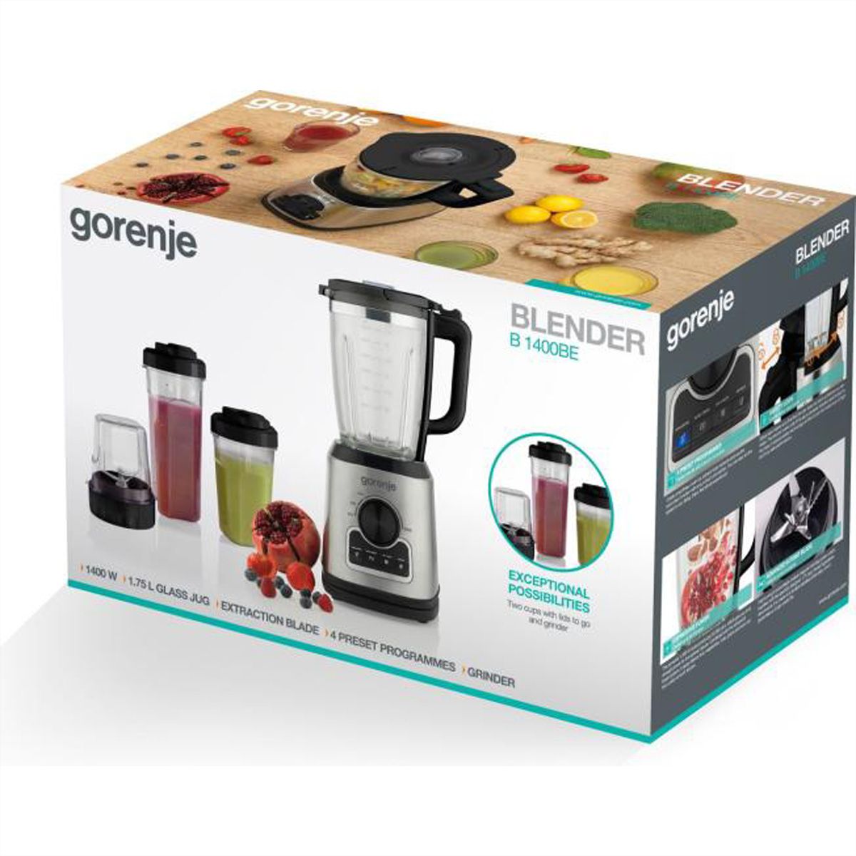 Gorenje Mixeur sur socle B1400BE, 1400 W, 1,5 L, noir/argent