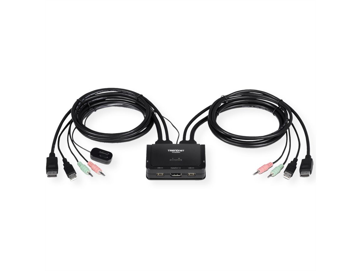 TRENDnet TK-220DPi KVM Switch, 2-Port 4K DisplayPort
