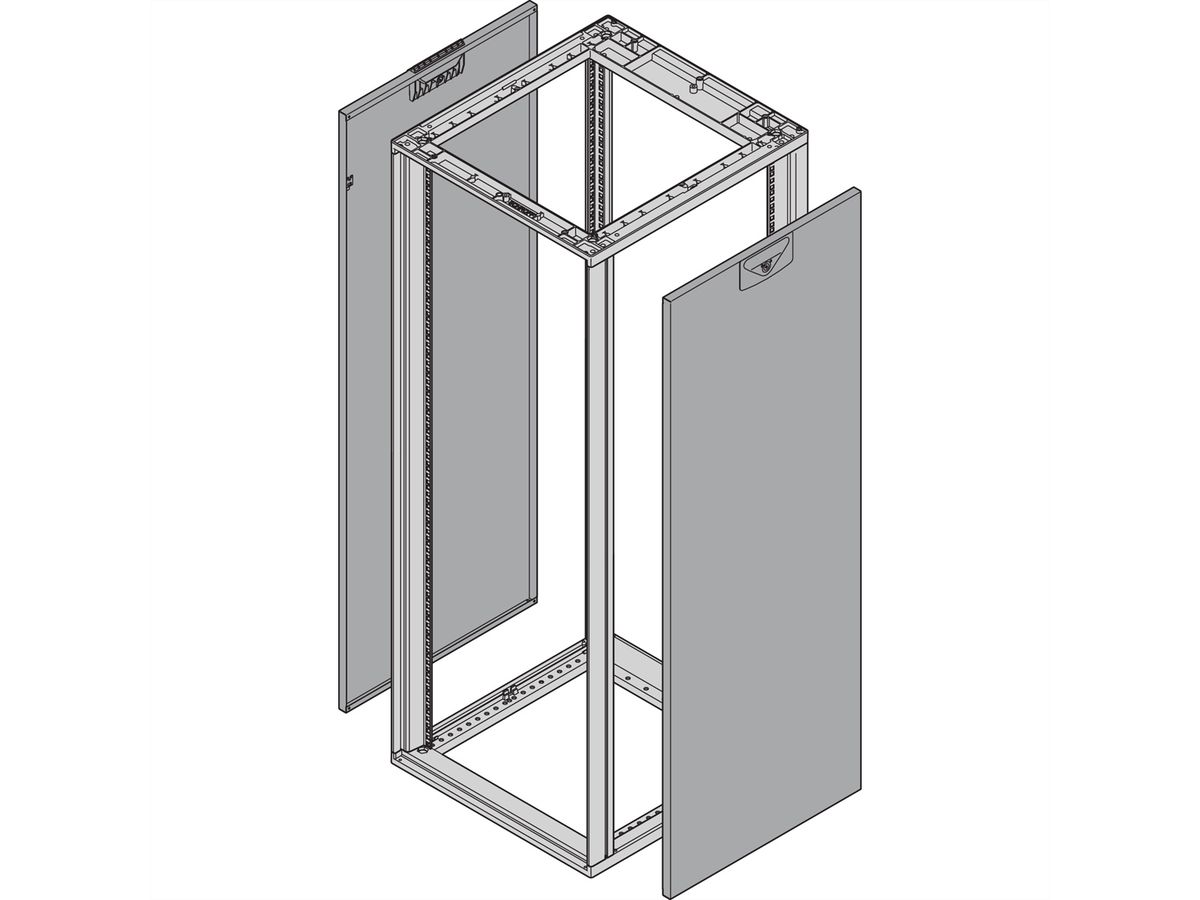Panneau latéral Novastar SCHROFF pour charges lourdes, RAL 7021, 12 U 1000D