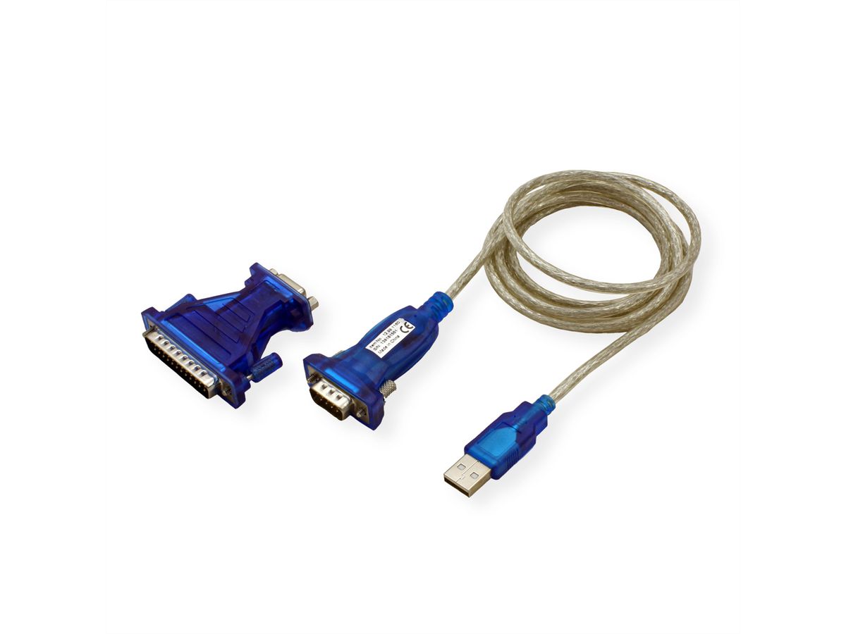 VALUE Convertisseur USB / Série, turquoise, 1,8 m