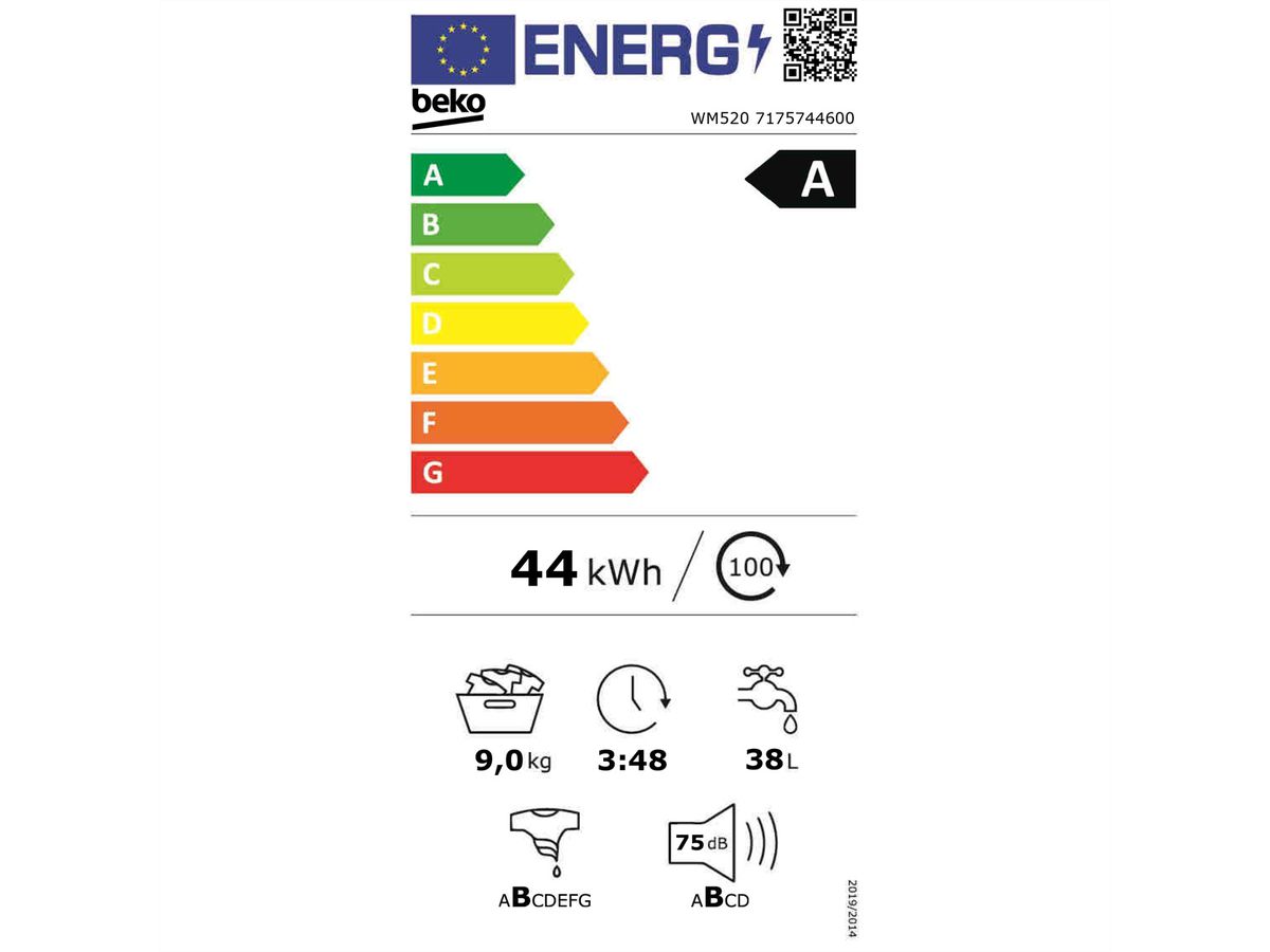 Beko lave-linge WM520, 9kg, A-10%, manhattan gray