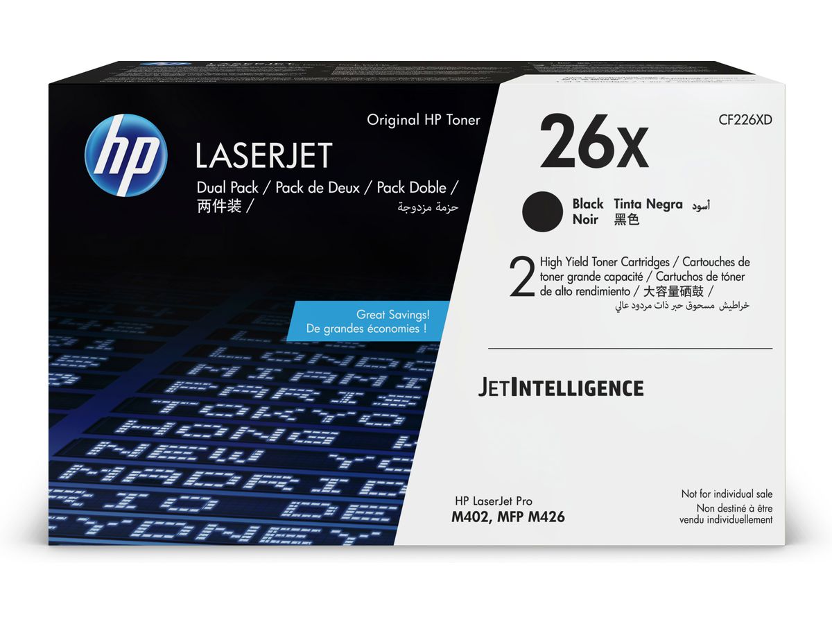 HP 26X 2er-Pack Schwarz Original LaserJet Tonerkartuschen mit hoher Reichweite