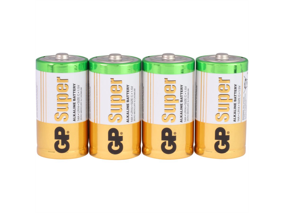 GP Batteries Super Alkaline LR14, 4x C Baby, 1,5V
