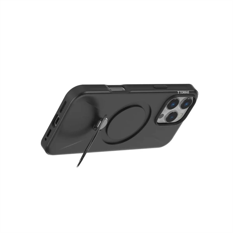 Torras Ostand 360° Spin Fusion Case, iPhone 16 pro Max, MagSafe, noir
