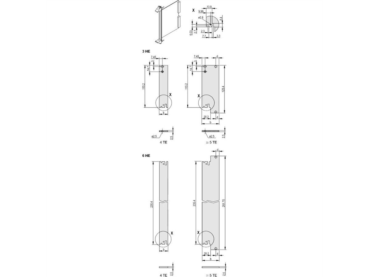 SCHROFF Frontplatte für IEEE-Griff, ungeschirmt - FRONTPLATTE 6HE 5TE IEL