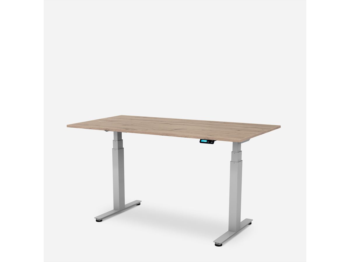 WRK21 Schreibtisch Work 120 x 80 cm, Höhenverstellbar, Kendal Eiche / Grau