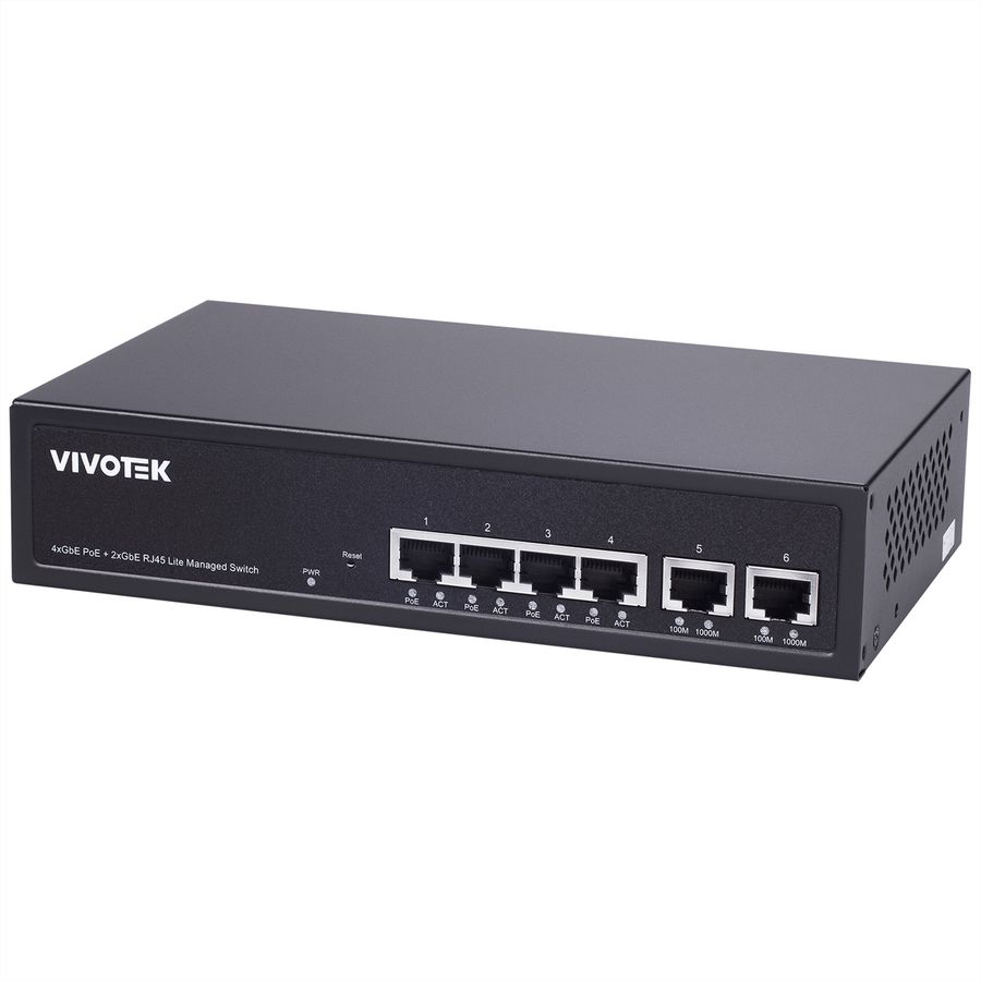 Vivotek AW-GEL-065A-060 PoE-Switch Lite Managed 4x GE PoE+ / 2x GE UTP, 60 Watt