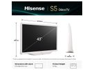 Hisense TV 43S5DQ 43", 4K, 60Hz, Déco TV