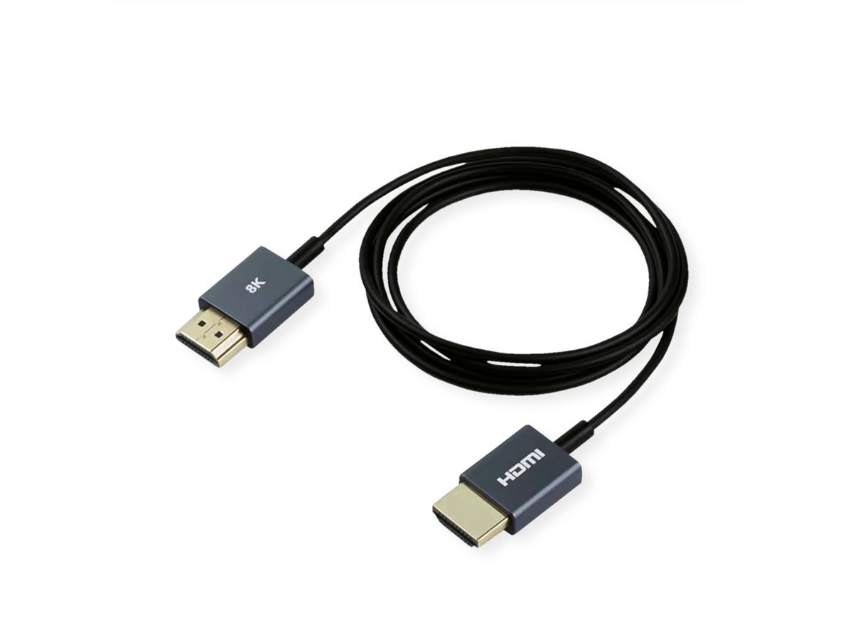 ROLINE Câble HDMI Ultra HD avec Ethernet, M/M, Ultra-Slim, coaxial, noir, 1,5 m