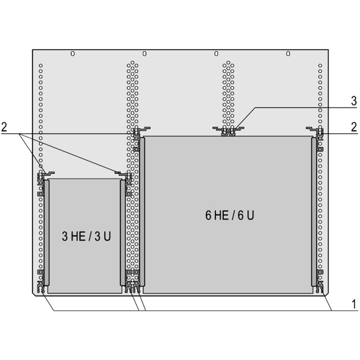 SCHROFF Einbausatz von Europakarten für Steckverbinder EN 60603 - AUSBAUSATZ 1HE F.KART.3/6HE
