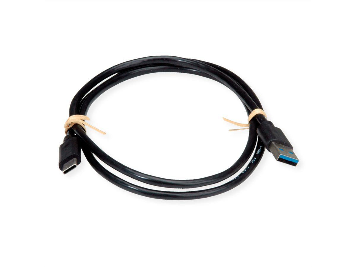 ROLINE RM USB 3.2 Gen 1 Kabel, USB A-C, ST/ST, schwarz, 0,5 m