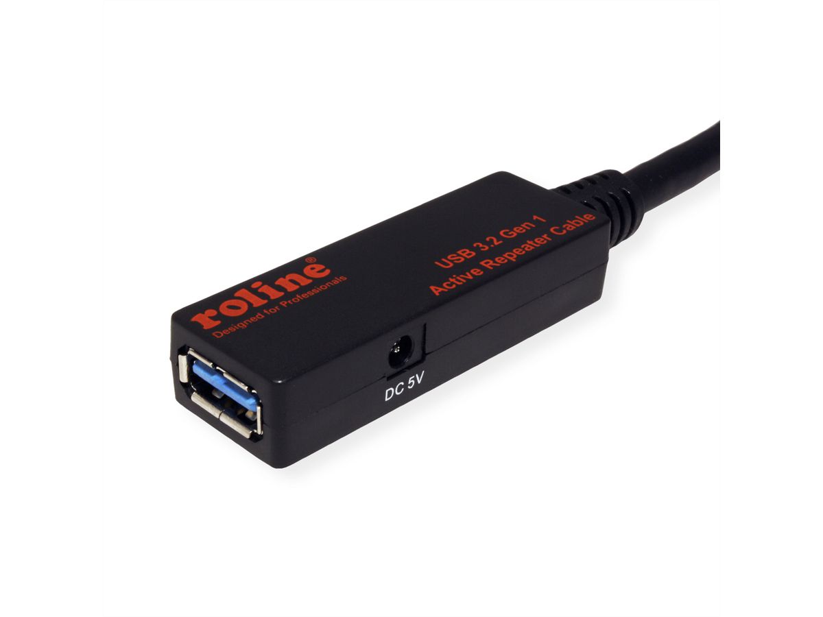 ROLINE USB 3.2 Gen 1 Aktives Repeater Kabel, schwarz, 20 m