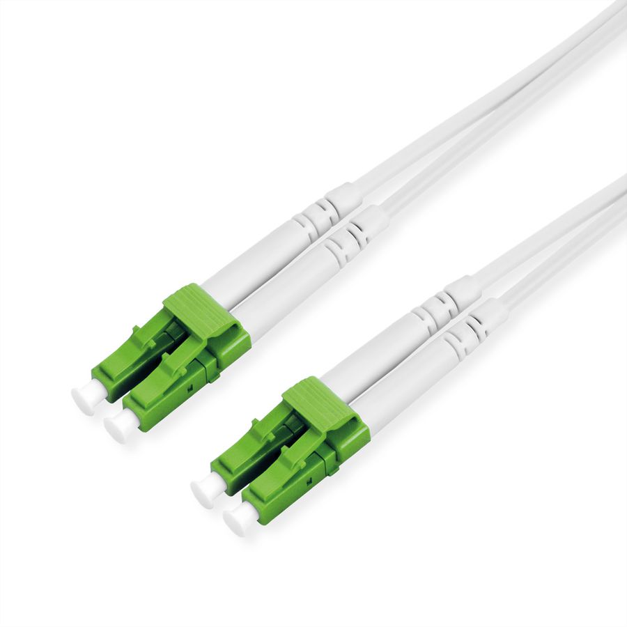 ROLINE LWL-Kabel Duplex, 9/125µm OS2, LC-APC/LC-APC, stahlarmiert, LSOH, weiß, 2 m