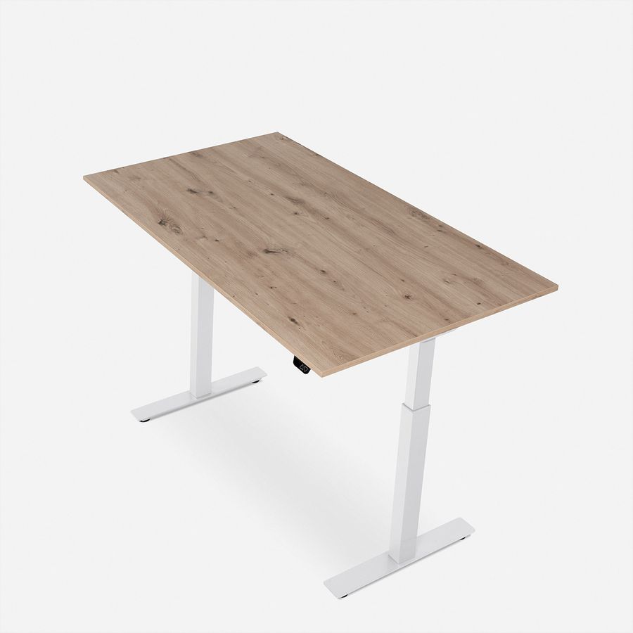 WRK21 Schreibtisch Smart 100 x 60 cm, Höhenverstellbar, Kendal Eiche / Weiss