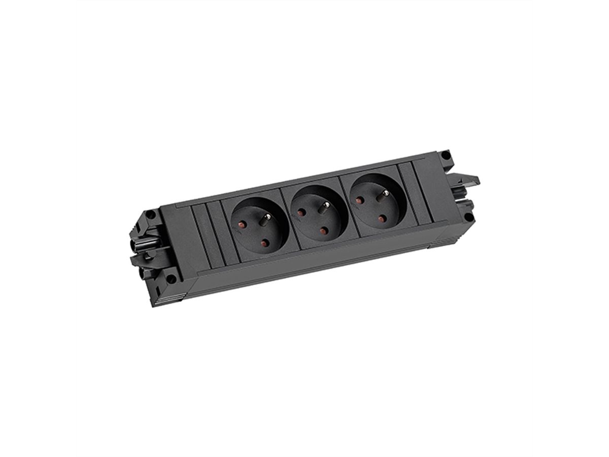 BACHMANN STEP BASE 3xUTE GST18, Fiche à contact de protection CEE 7/7 C19 0,5m, noir