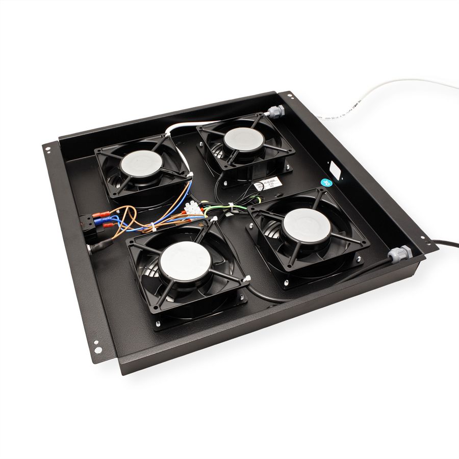 ROLINE 19-Zoll Dachlüftereinheit 4 Lüfter, Thermostat , schwarz