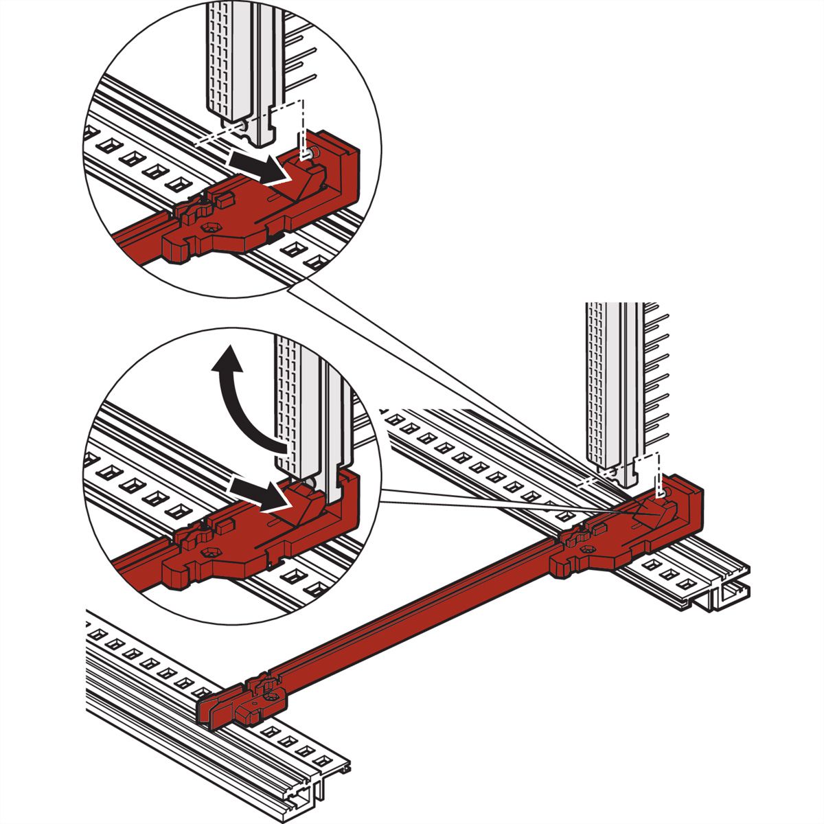 SCHROFF Führungsschiene, 160 mm, mit integrierter Befestigung für Steckverbinder - FUEHRSCH-STECKVERB.ROT 160T(2)