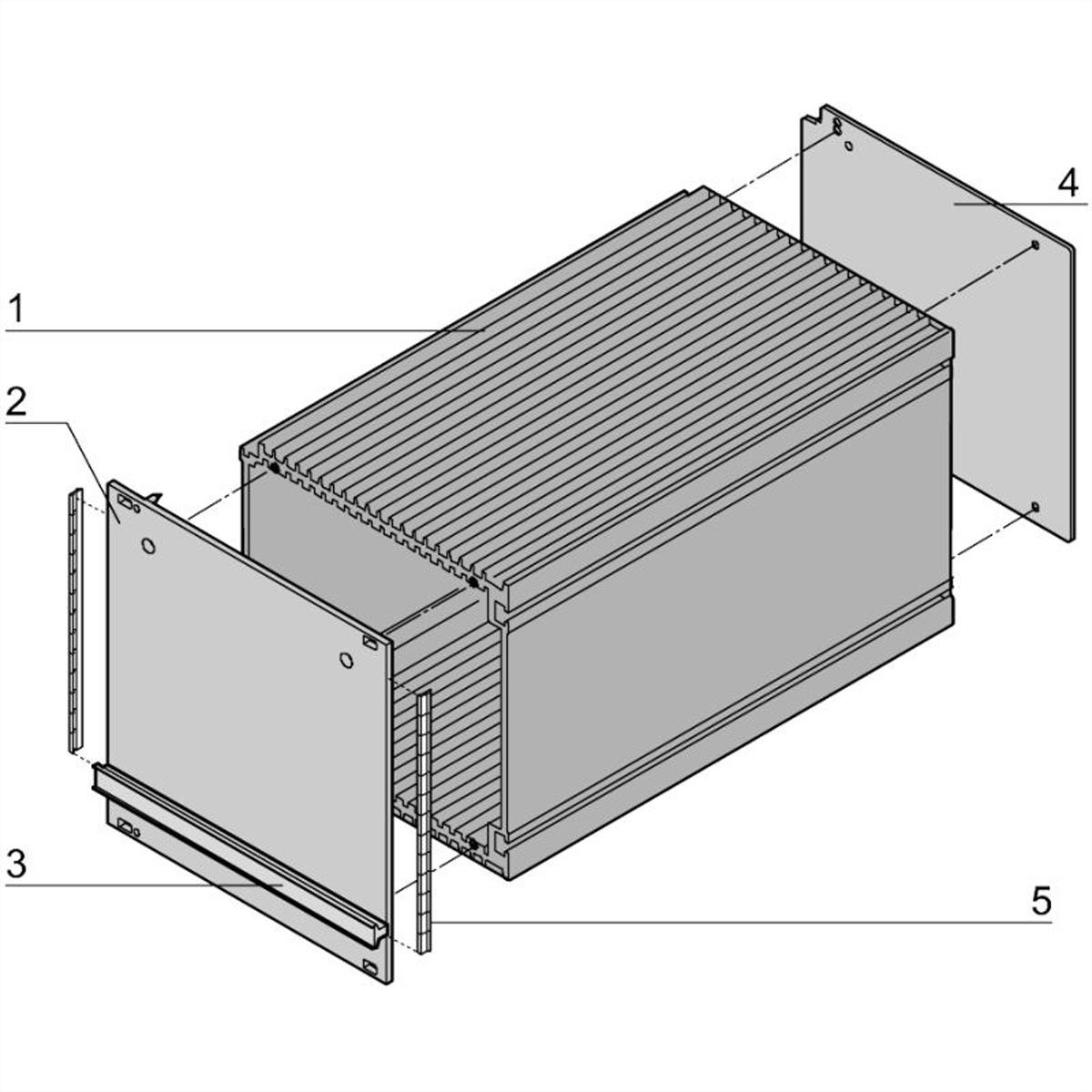Kit de tubes de l'unité enfichable de type SCHROFF, blindé, 3 U, 12 HP, 167 mm