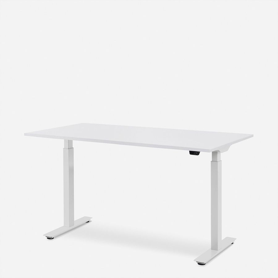 WRK21 Bureau Smart 100 x 60 cm, Hauteur réglable, Blanc uni / Blanc