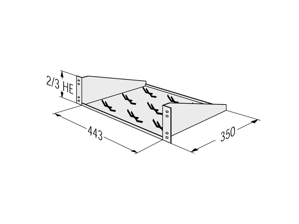 APRANET Etagère 2UH 443x350mm, max. 12kg