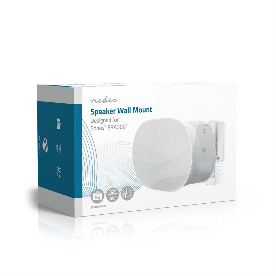 Nedis Lautsprecher-Wandhalterung für Sonos Era300 weiss, Wand, 5 kg, neig- und drehbar