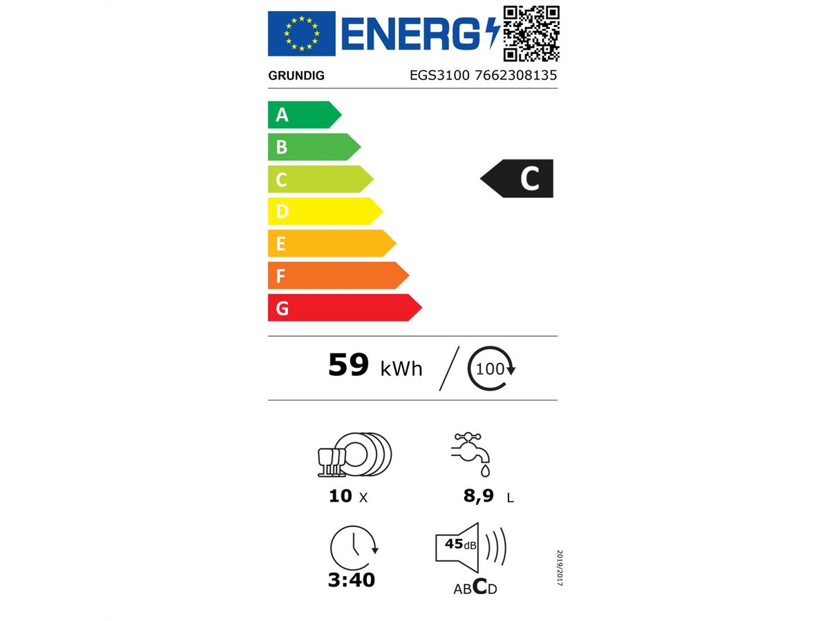 Grundig Lave-vaisselle EGS3100, 45cm, entièrement intégré