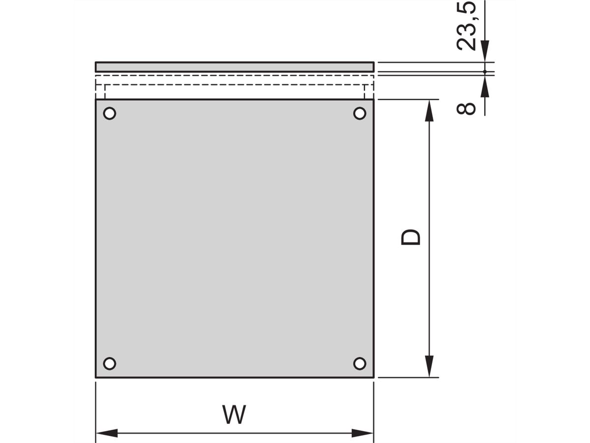 SCHROFF Dach, angehoben, RAL 7030 - DACH ANGEHOB.600B 900T 7021