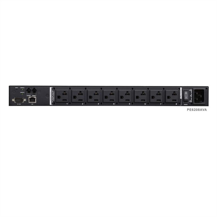 ATEN PE6208AV IP-Fernschaltsteckdose, 8 Port, 1HE für A/V Anwendungen, 8 x  IEC320 C1316A, Energiemessung
