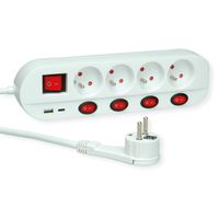 ROLINE Prise multiple, 4x avec interrupteur, Fast Charger, 1x USB A+C, 1,5 m