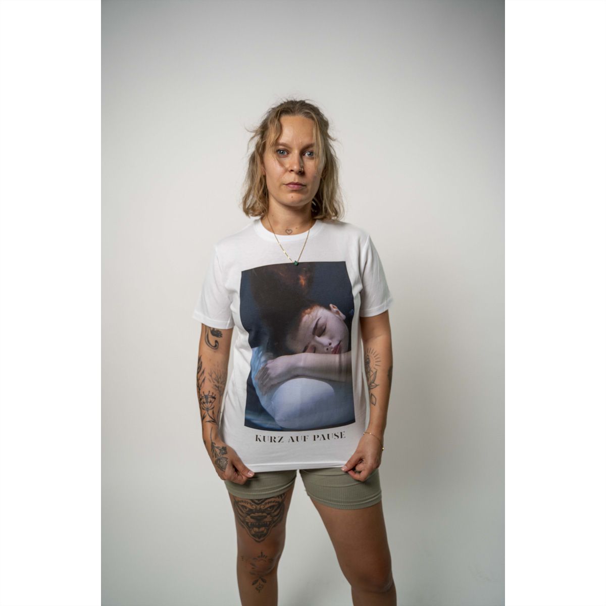 Kurz auf Stop Shirt weiss (Unisex), XS