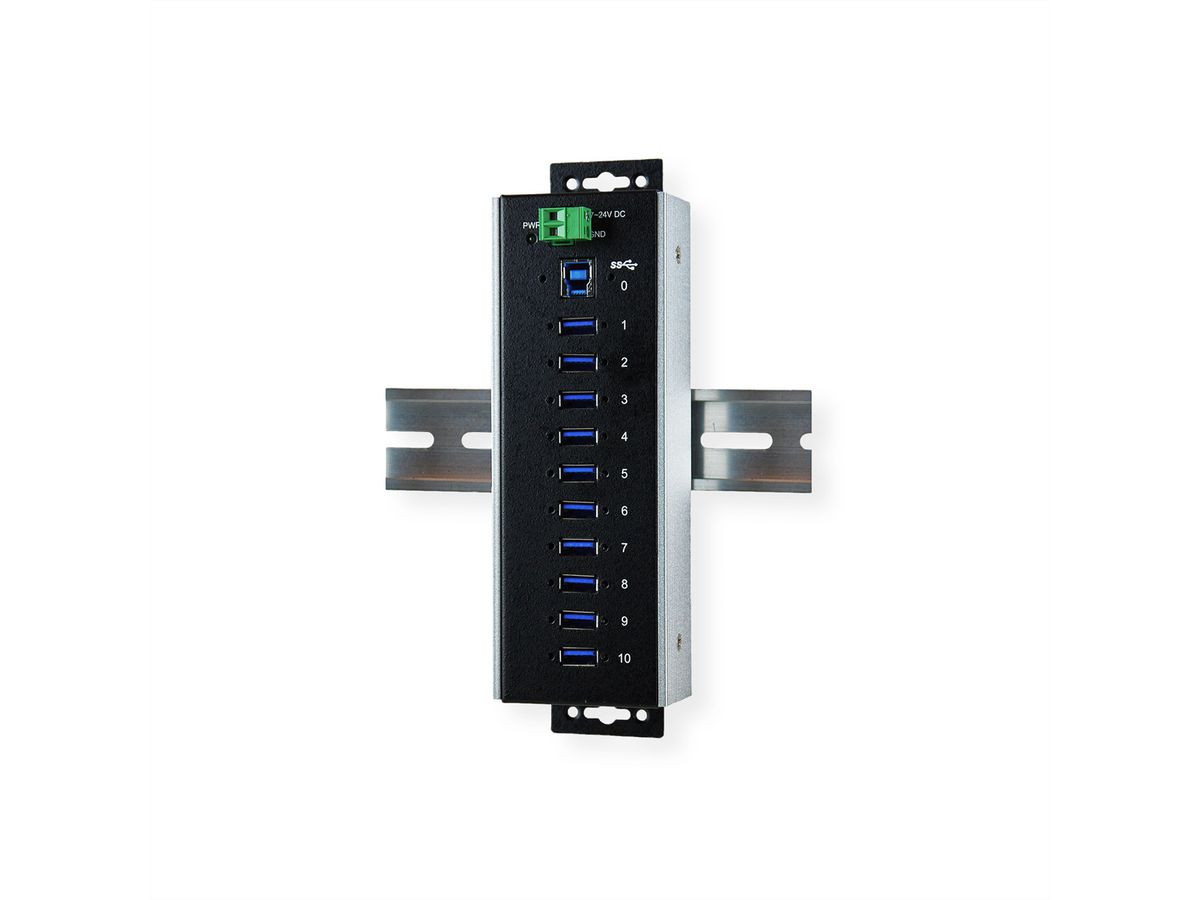 EXSYS EX-1110HMVS-WT Hub USB 3.2 Gen1 à 10 ports, protection de surtension