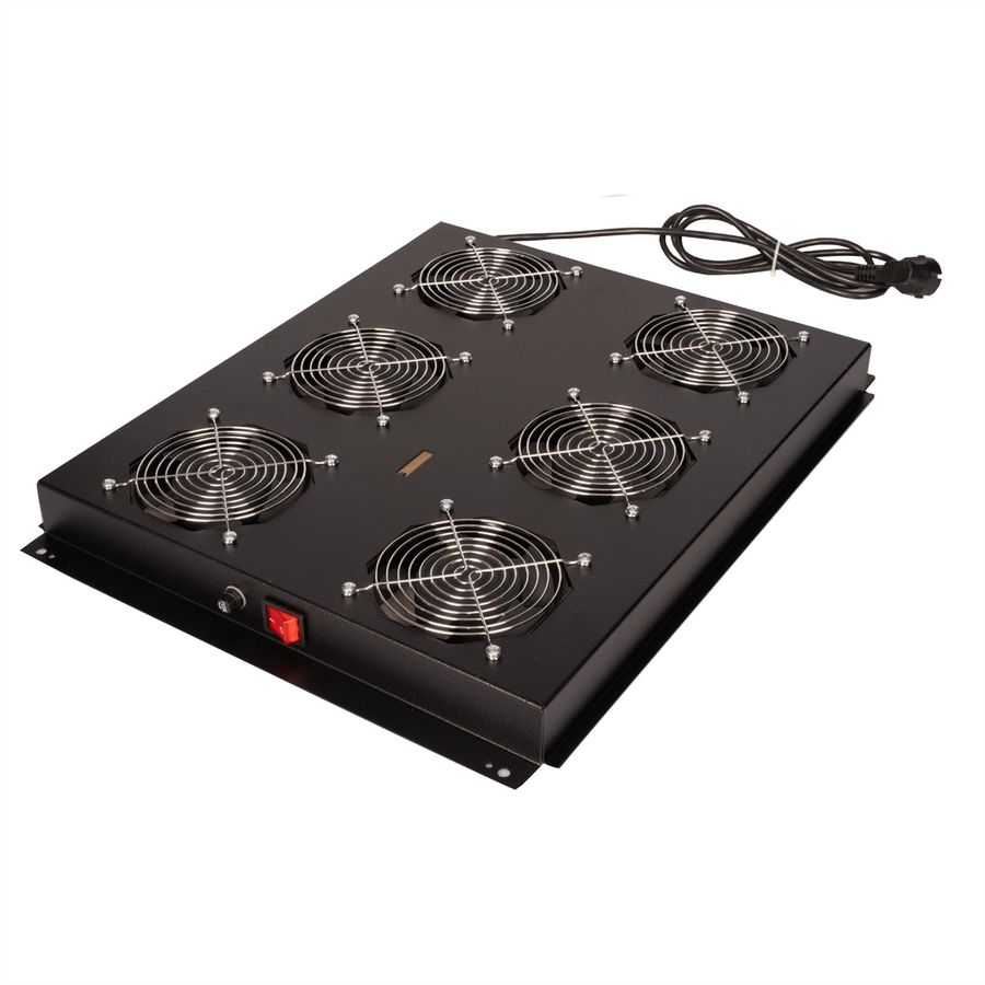 ROLINE 19-Zoll Dachlüftereinheit 6 Lüfter, ON/OFF für Serverschrank der PRO Serie schwarz