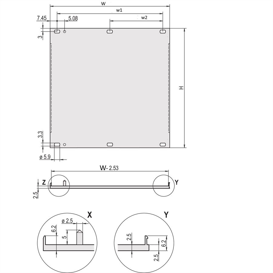 SCHROFF Frontplatten, U-Profil, schirmbar - TEILFRONTPLATTE 6HE 8TE