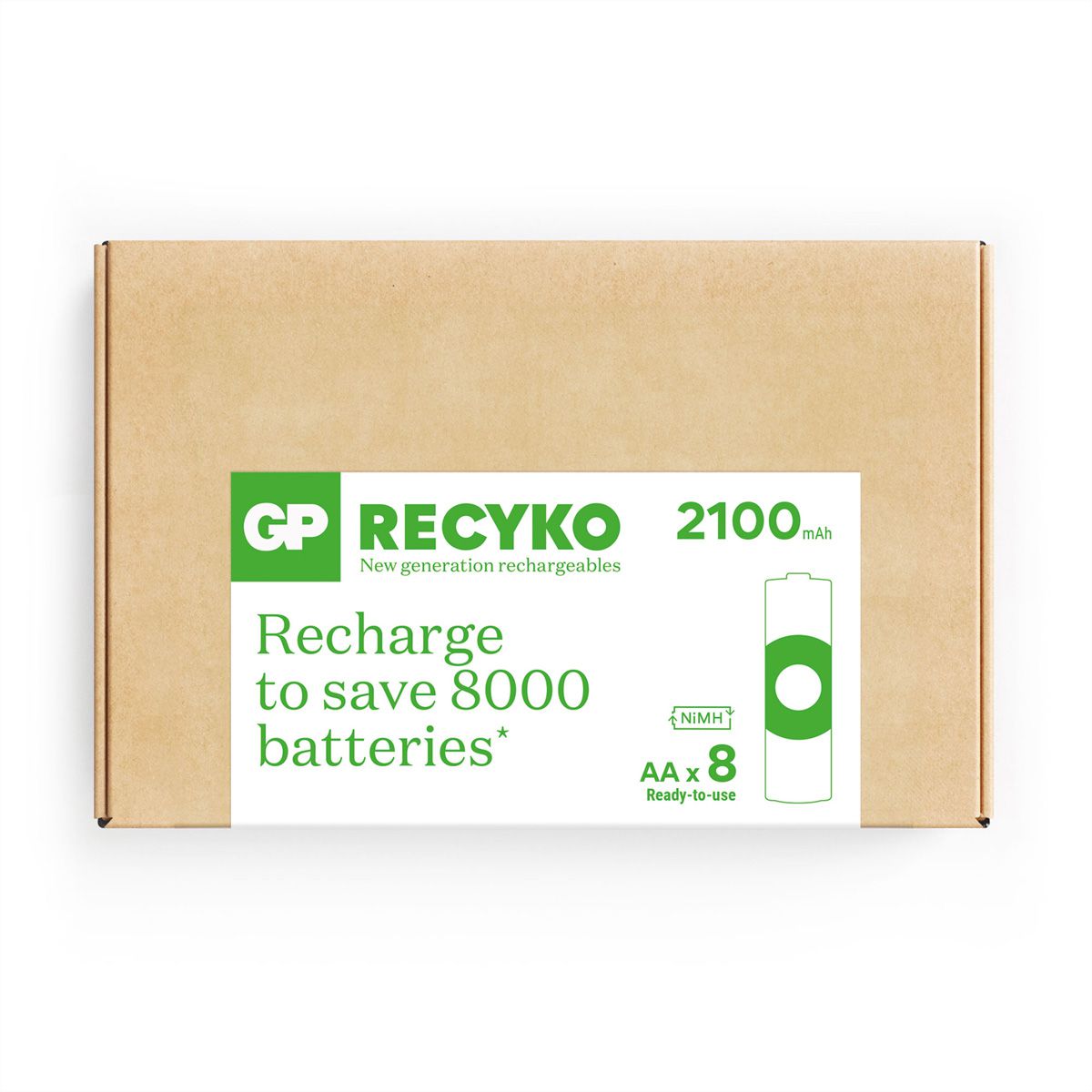GP Batteries Recyko, Akku AA 8x, 2100 mAh, 1,2 V