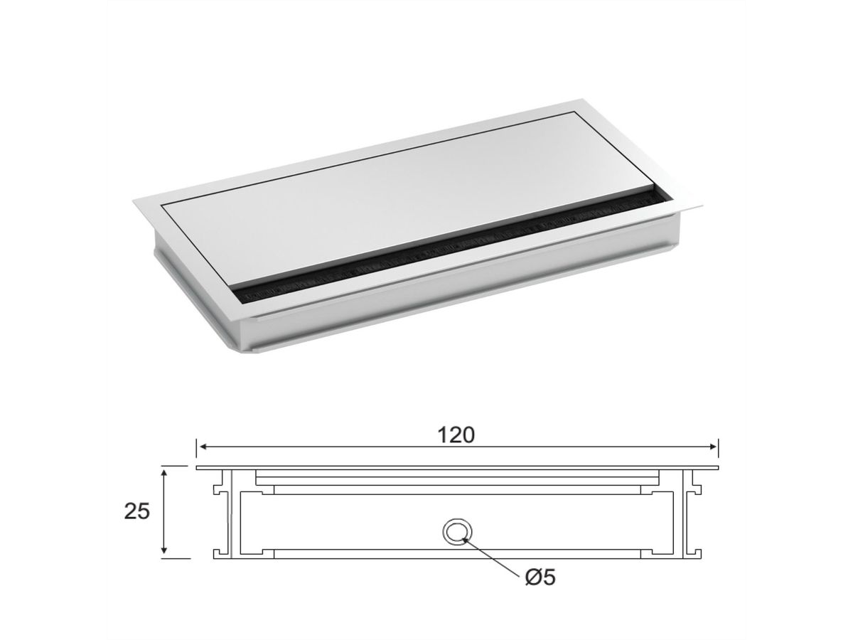 BACHMANN LOOP SQUARE Passe-câbles, argent