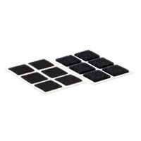 VELCRO® Boutons carrés 25x25mm x 24 noirs, crochets & velours autocollants