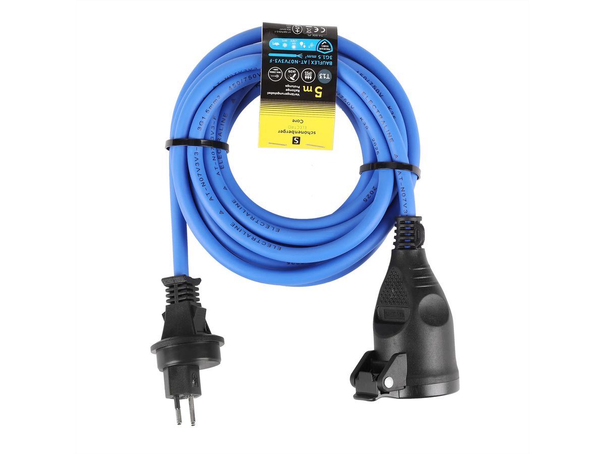 Verlängerungskabel T13 IP55 5m, BAUFLEX N07V3V3-F 3G1.5mm2