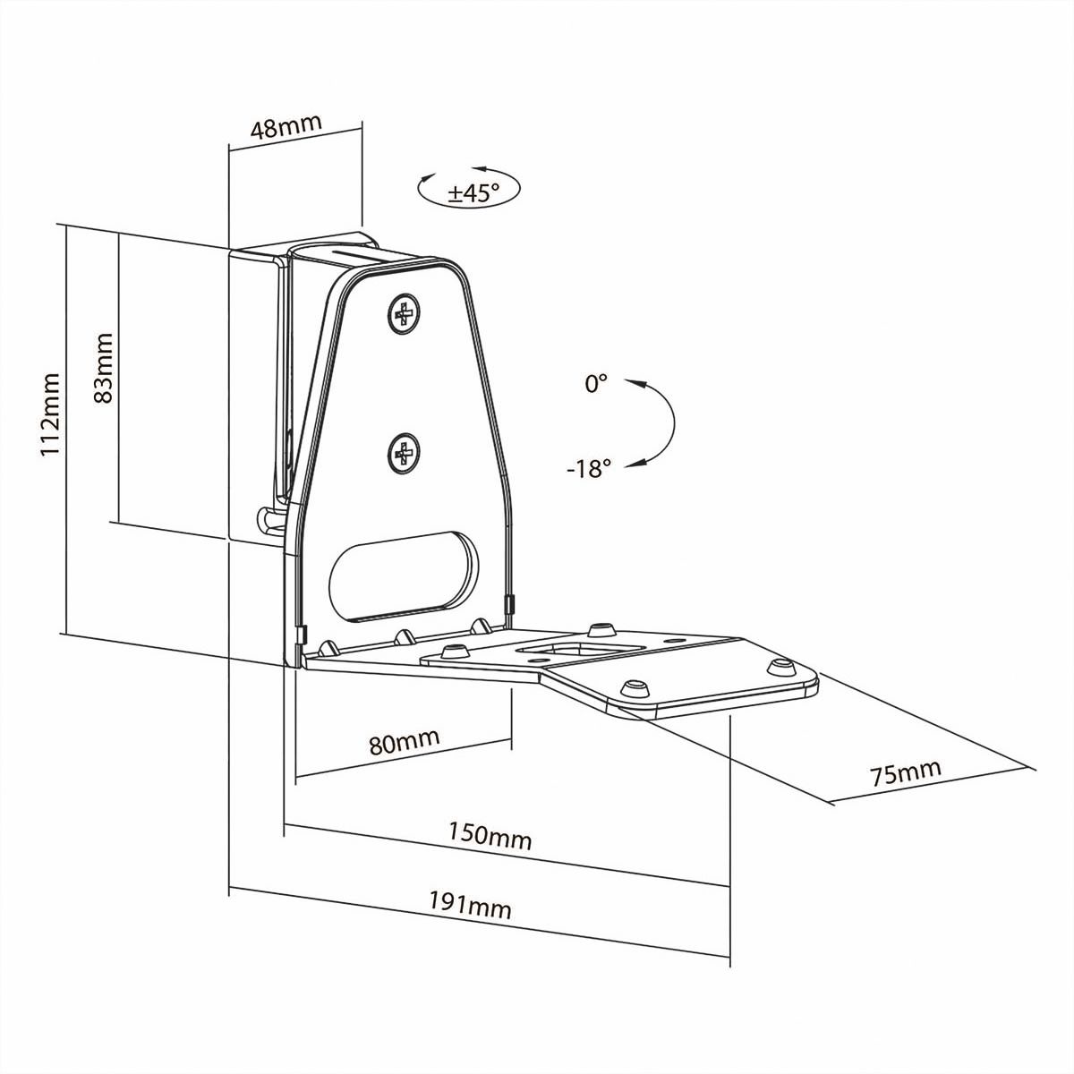 Nedis Lautsprecher-Wandhalterung für Sonos Era300 weiss, Wand, 5 kg, neig- und drehbar