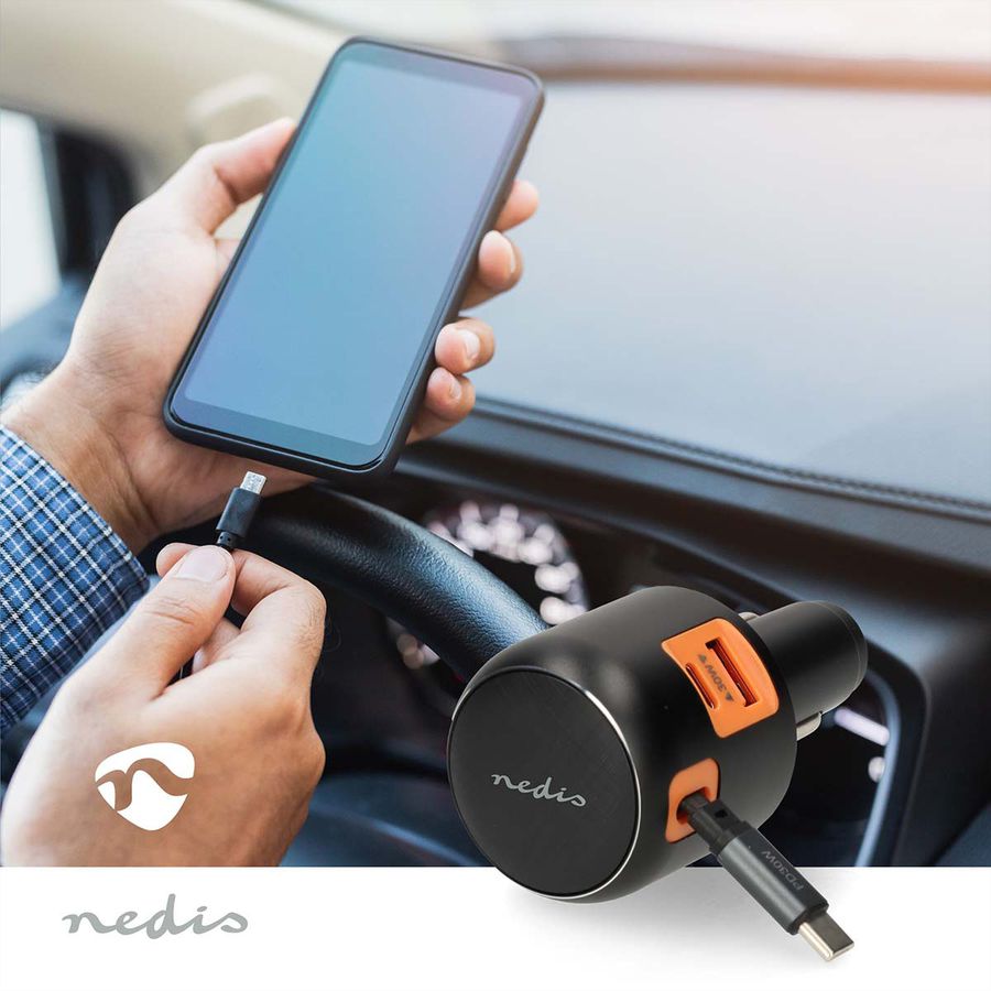 Nedis KFZ Schnellladegerät 60W mit USB-C & USB-A , car charger 60W - Dunkel Grau
