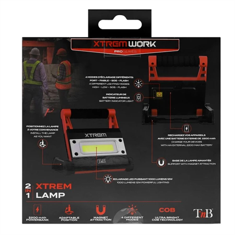 T'nB Xtremework Scheinwerfer 1000 Lumen 4 Modis, 12W, eingebaute Powerbank