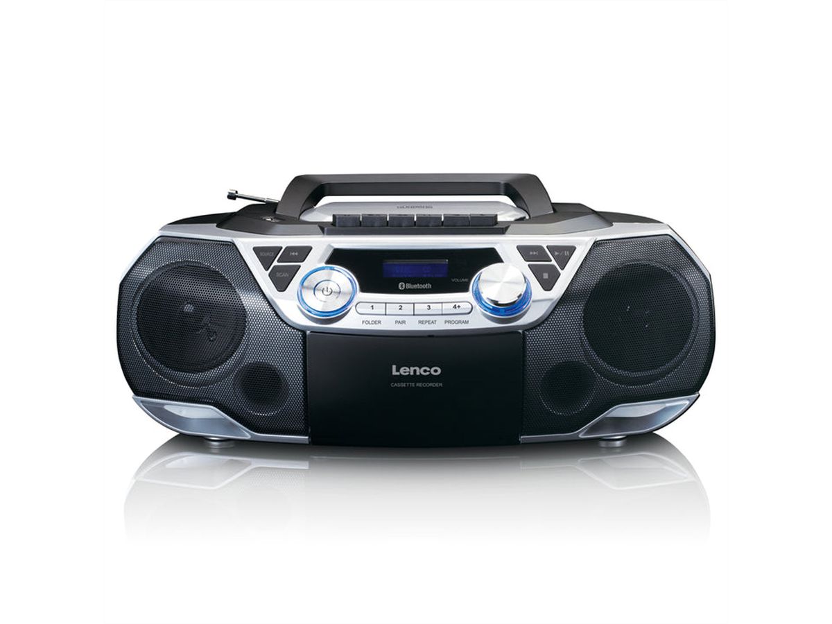 **DEMO**Lenco Boombox SCD-120SI silber, FM, CD, Kassette, USB,BT,RC