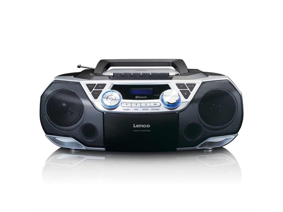 Lenco Boombox SCD-120SI noir, FM, CD, Kassette, USB,BT,RC