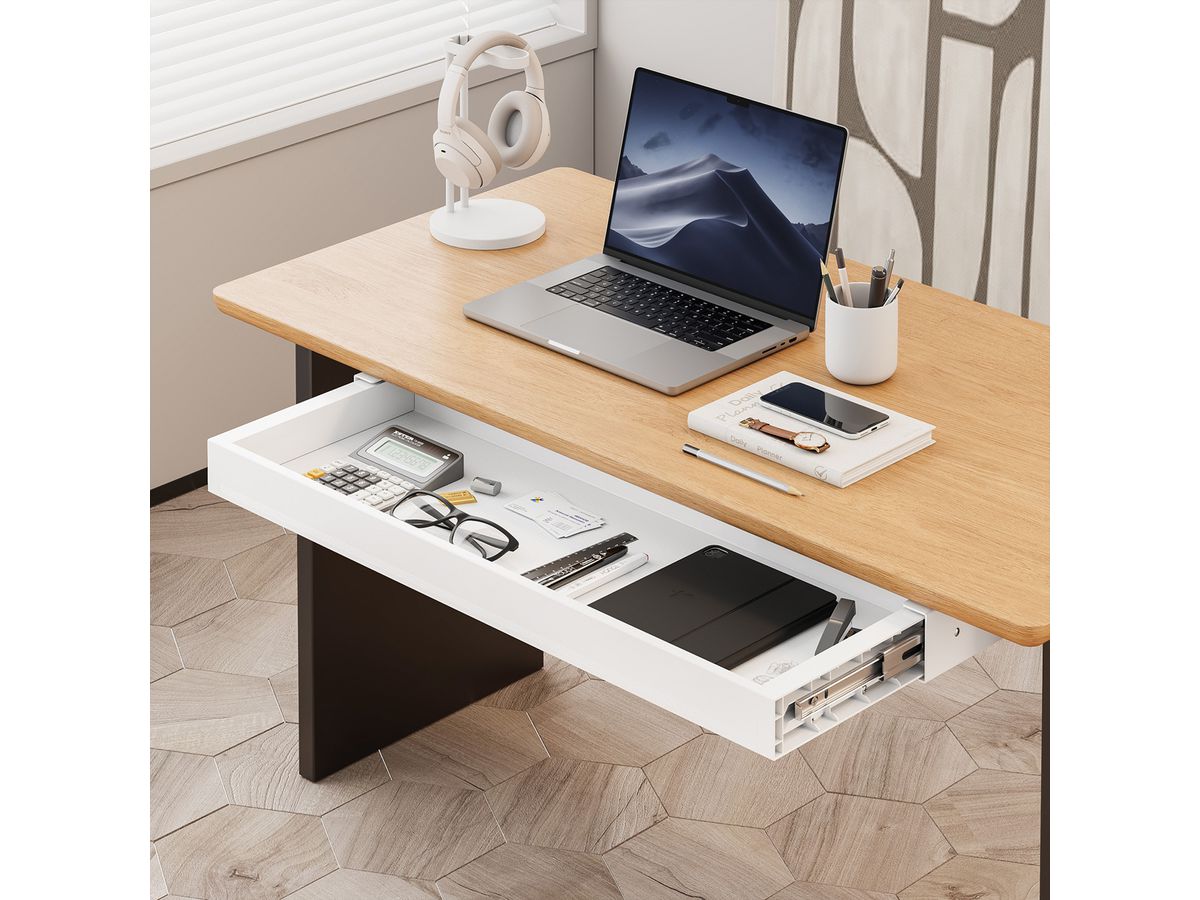 VALUE Tiroir sous bureau ultra-mince, blanc