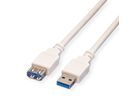 VALUE USB 3.2 Gen 1 Verlängerungskabel, Typ A-A, ST/BU, weiß, 0,8 m
