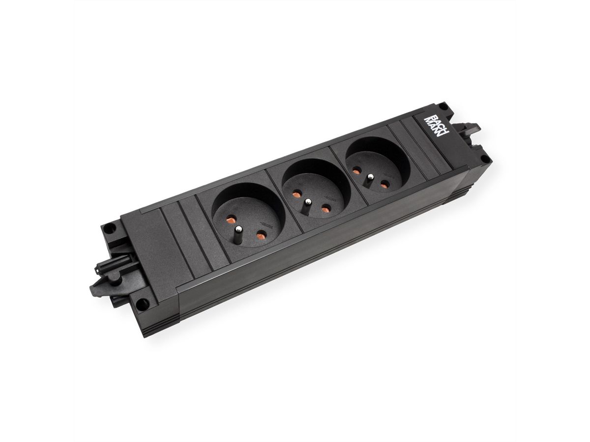 BACHMANN STEP BASE 3xUTE GST18, Fiche à contact de protection CEE 7/7 C19 0,5m, noir