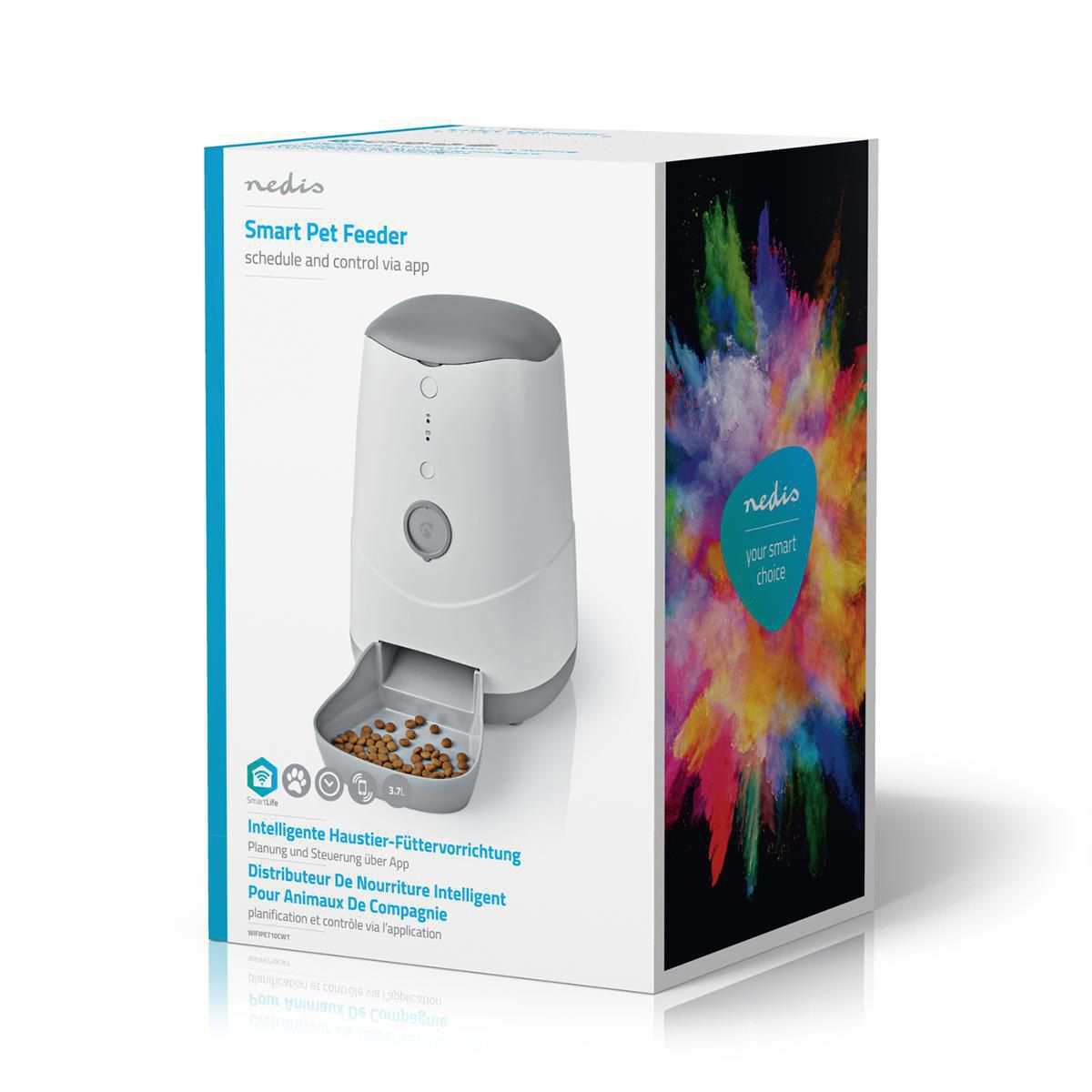 Nedis SmartLife Futterspender Wi-Fi 3.7 l für Hunde und Katzen, Android™ / IOS, Weiss,Grau