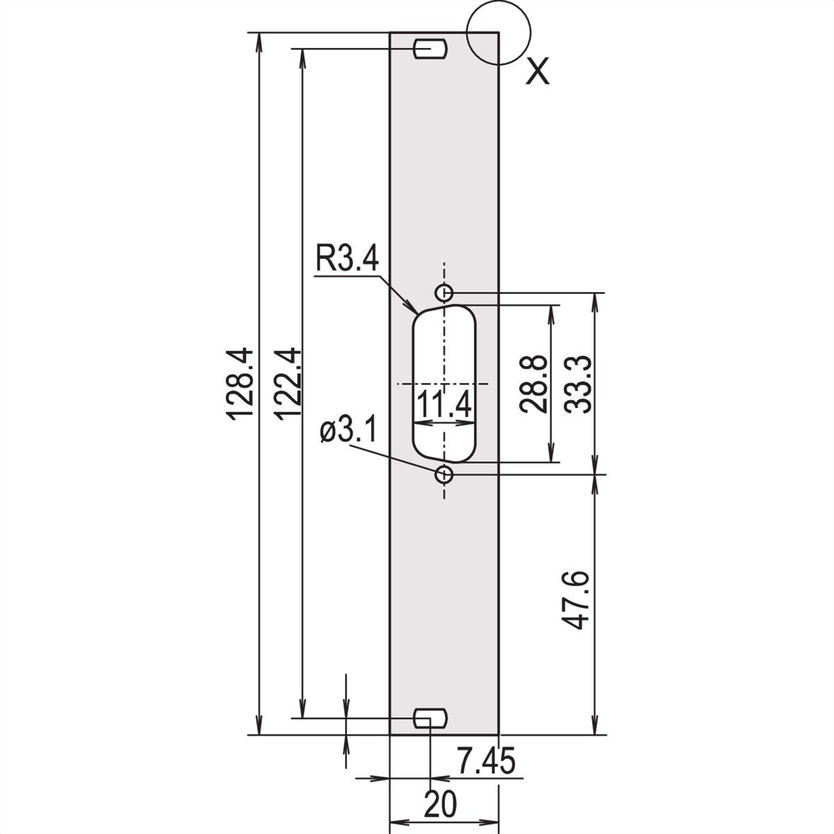 SCHROFF Face avant, plate, non blindée, découpe Sub-D, 3 U, 4 HP, 1 x 15 broches, 2,5 mm, alu, face avant anodisée, face arrière conductrice