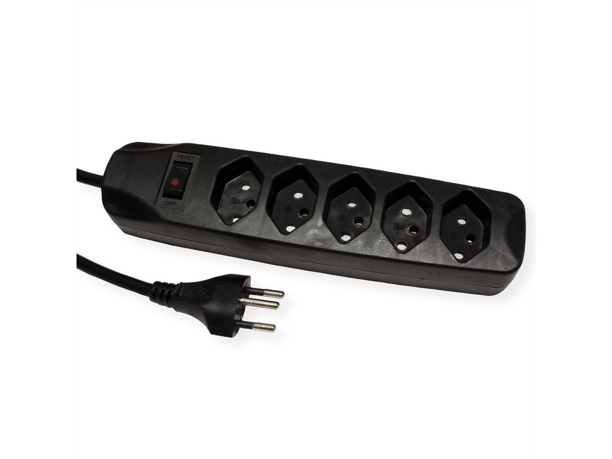Schönenberger Steckdosenleiste, 5fach T13, mit Schalter, schwarz