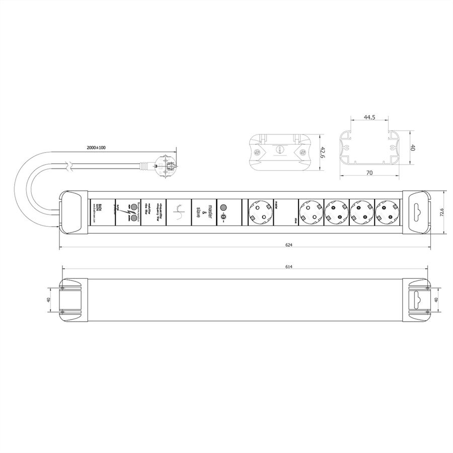 BACHMANN CONNECTUS 4+1xCEE7/3 M&S GVS courant 2,0m CEE7/7