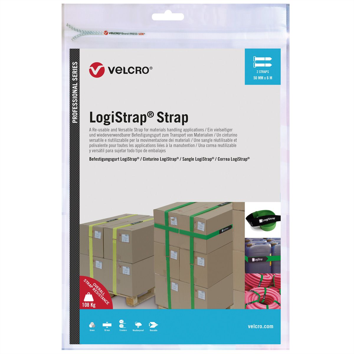 VELCRO® Logistrap® Strap 50mm x 6m bande 2 pièces, vert